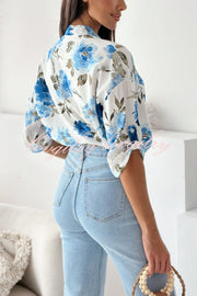 Stylish Floral Print Casual Shirt Top