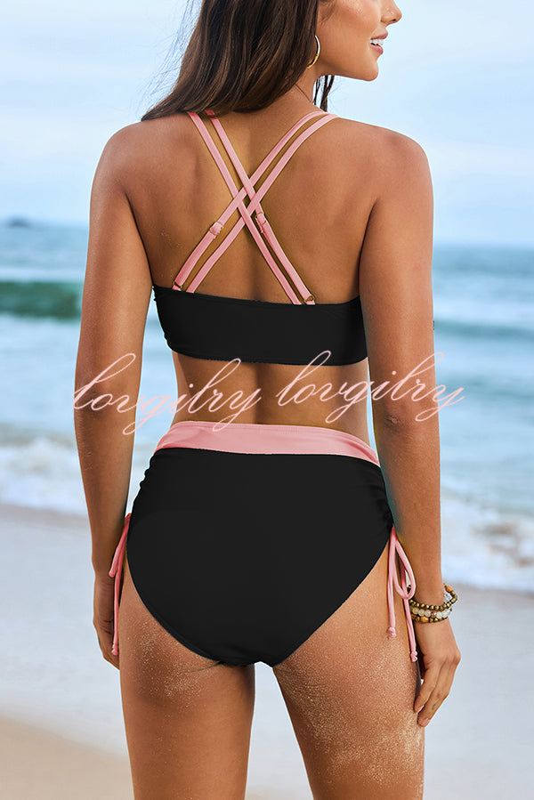 Fashionable High Waist Stretch Bikini Swimsuit