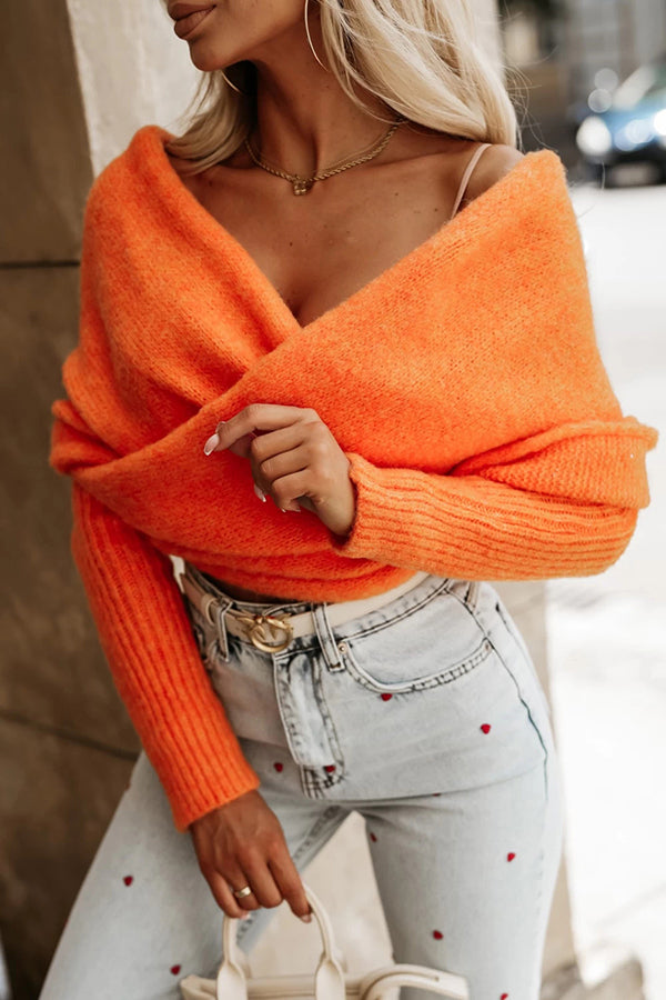 Warm in Two Ways Knit Off Shoulder Relaxed Poncho Sweater