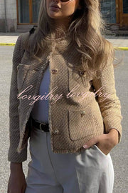 Joy To The World Tweed Metal Button Pocket Jacket