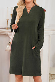 Solid Color Loose Long-sleeved Casual Knitted Mini Dress