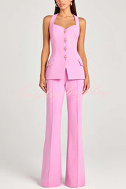 Women Power High Rise Side Zipper Flare Slim Fit Pants