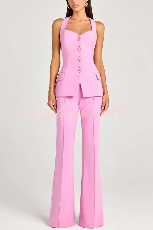 Women Power High Rise Side Zipper Flare Slim Fit Pants