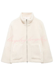 Solid Color Stitching High Collar Long Sleeve Loose Pocket Woolen Coat