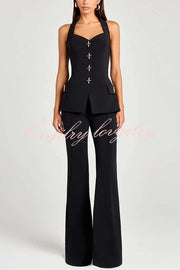Women Power High Rise Side Zipper Flare Slim Fit Pants
