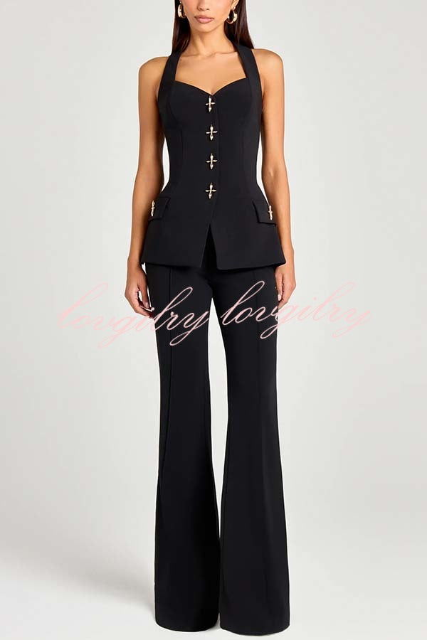 Women Power High Rise Side Zipper Flare Slim Fit Pants