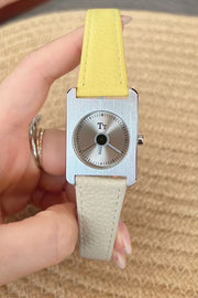 Square Steel Case Dopamine Color Matching Leather Strap Watch
