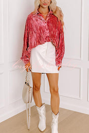 Solid Color Velvet Light-sensitive Drape Loose Shirt