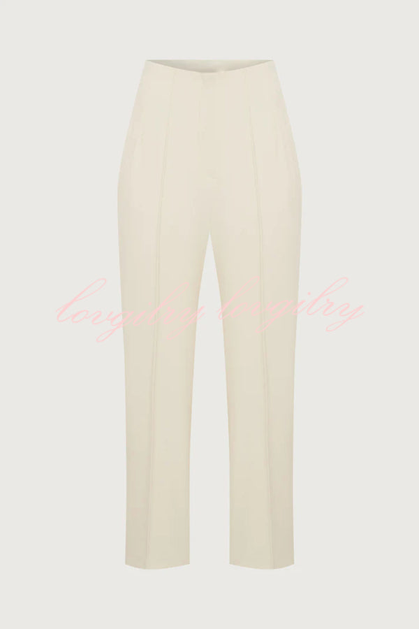 Exquisite and Fashionable High Waist Pocketed Straight Leg Pencil Pants