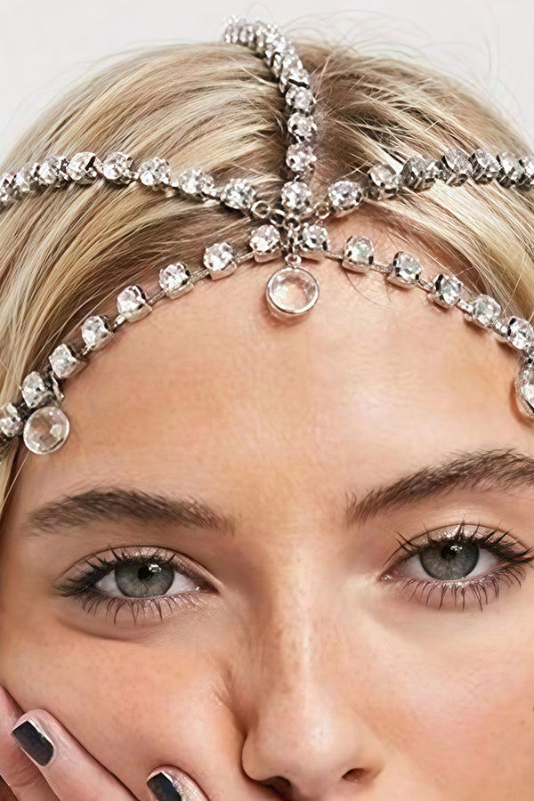 Rhinestone Tassel Mesh Headband