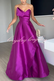 Queen Style Satin Triangular Shape Off Shoulder Prom Maxi Dress