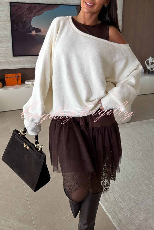 Upper East Chic Knit Wide Neck Long Sleeve Relaxed Sweater