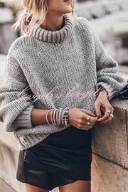 Emilia Knit Thick Collar Extra Long Sleeves Pullover Sweater