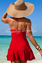 Fashionable Halterneck Waist Hollow Stretch One-piece Swimsuit