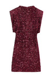 Fashionable Sequined Round Neck Sleeveless Slim-fit Mini Dress