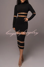 Noir The One High Neck Long Sleeve Midi Dress