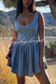 Fashion Slim-fit Stretch-strap Denim Mini Dress