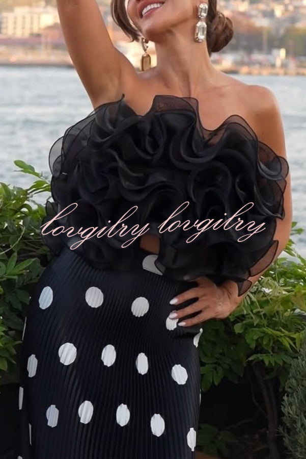 Eye-catching Organza Multi-layer Petal Ruffles Details Strapless Tank
