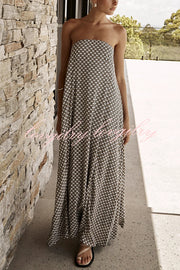 Kesia Printed Off Shoulder Strapless A-line Maxi Dress