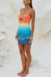 Gradient Sequin Sexy Off-the-shoulder Hollow Slim Mini Dress