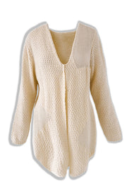 Solid Color Loose Long-sleeved Knitted Mid-length Cardigan