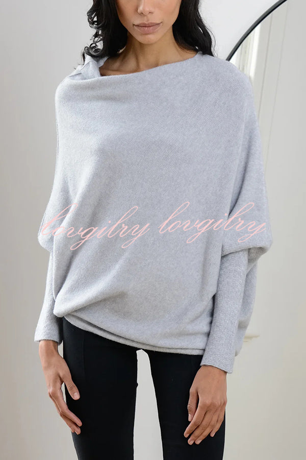 Solid Color Round Neck Long Sleeve Loose Knitted Sweater