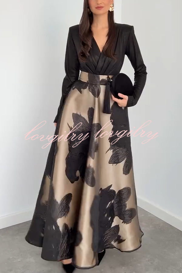 Chic Celebration Glossy Fabric Pleated V-neck Long Sleeve Stretch Bodysuit