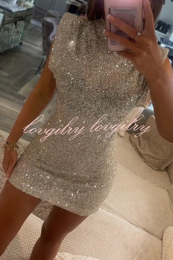 Adorable Sexy Vibes Sequin Wide Sleeve Mini Dress