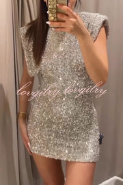 Adorable Sexy Vibes Sequin Wide Sleeve Mini Dress