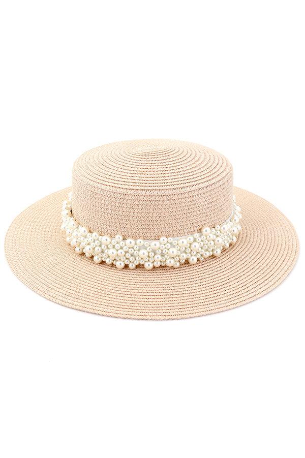 Pearl Embellished Beach Hat