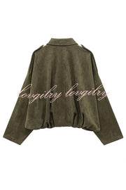 Fashion Lapel Long-sleeved Casual Bomber Jacket