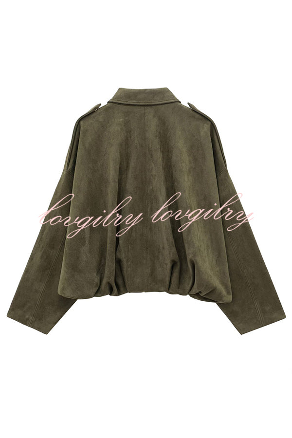Fashion Lapel Long-sleeved Casual Bomber Jacket