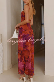 Fashion Tie-dye Backless Suspender Holiday Maxi Dress