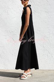 Solid Color One-shoulder Strappy Elegant Sloping Collar Loose Maxi Dress