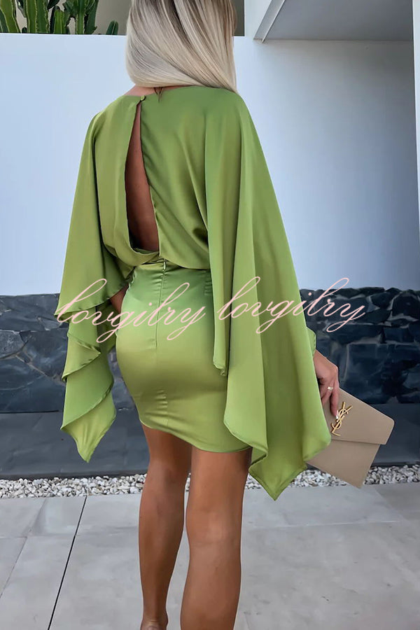 Beautiful Wings Satin Butterfly Sleeve Mini Dress