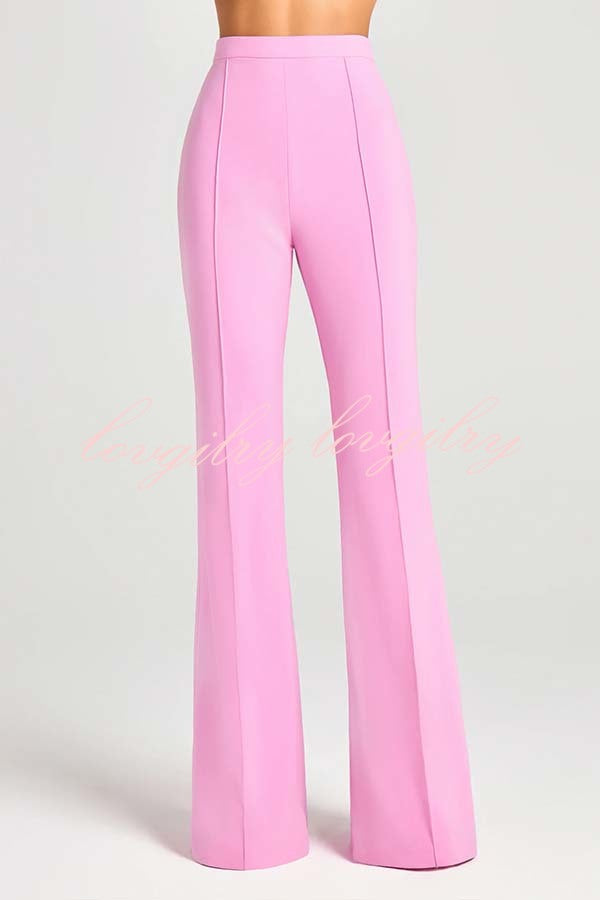 Women Power High Rise Side Zipper Flare Slim Fit Pants