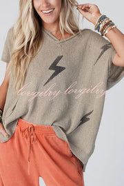 Lightning Pattern Loose Batwing Sleeve Knit Top