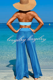 Solid Color Loose Metal Buckle Beach Pants