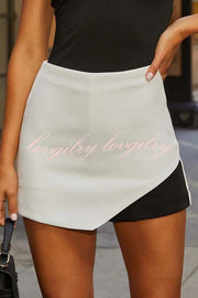 Enhance Look Colorblock Long Sleeve Pocket Lapel Blazer and And Mid Rise Mini Skort Set
