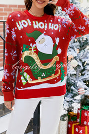 Christmas Print Crew Neck Long Sleeve Sweater