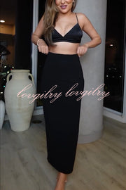 New Level High Waist Side Zipper Slit Midi Skirt