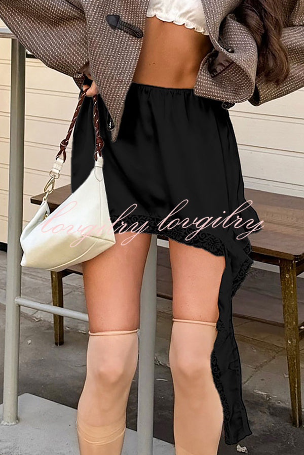 Fashionable Lace Asymmetrical Elegant Mini Skirt