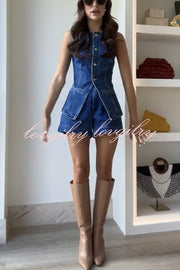 Abel Denim High Waist Relaxed Fit Shorts