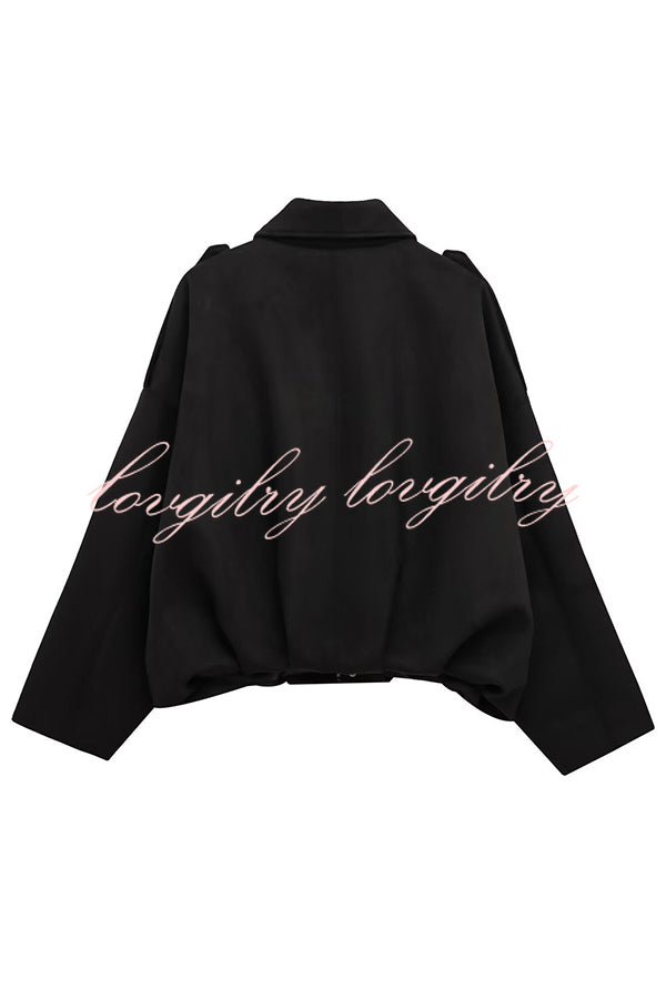 Fashion Lapel Long-sleeved Casual Bomber Jacket