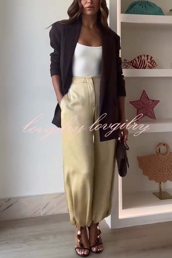 City Phantom Satin High Rise Pocket Aladdin Bloomers Pants