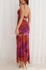 Fashion Tie-dye Backless Suspender Holiday Maxi Dress