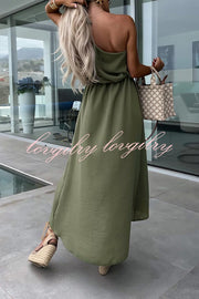 Bayside Beauty One Shoulder Slit Relaxed Midi Dress