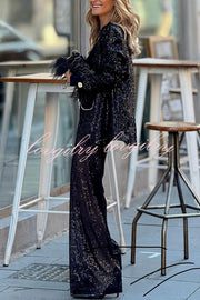 Special Treat Sequin Lapel Party Loose Blazer