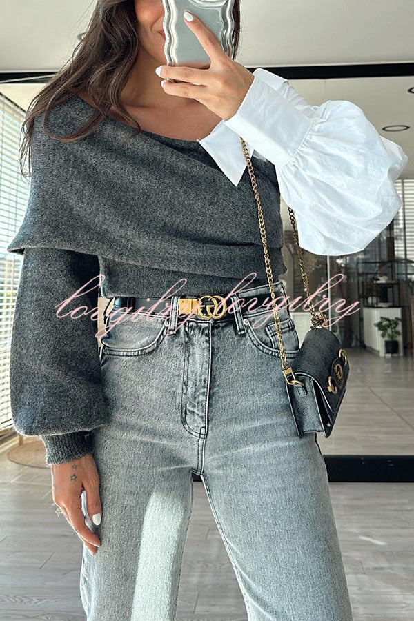 Stylish Patchwork Contrasting Long-sleeved V-neck Casual Sweater