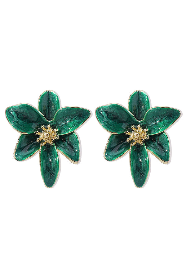 Vintage Colorful Enamel Flower Stud Earrings